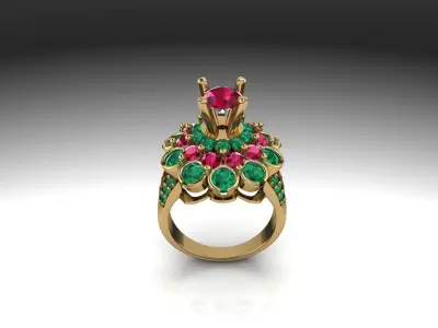 Ruby emerald classic luxury ring 3D print model