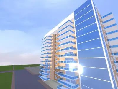 Apartment Building Complex Low Poly Free 3D model