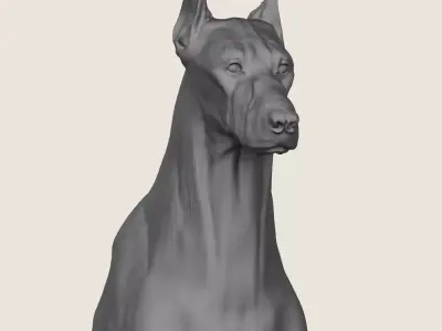 Doberman Dog Sitting 3D print model