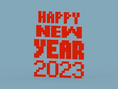 Happy New Year 2023 Low-poly 3D model