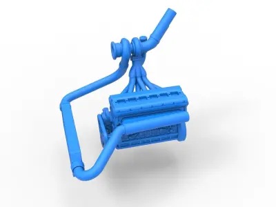 Engine of Uphill Sand Racing Dragster V2 Scale 1 to 25 3D print model