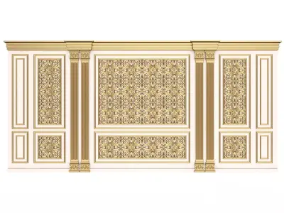 Boiserie Classic Wall with Mouldings 018 White Low-poly 3D model