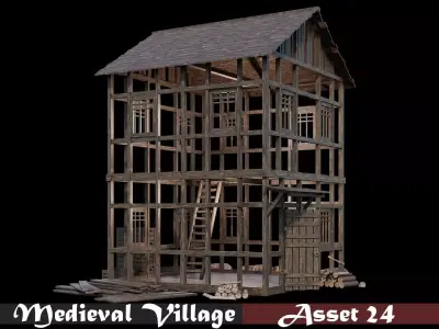 Medieval Village Asset 24- 4K Textures Game Ready Low-poly 3D model