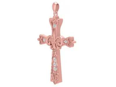 Vintage Cross Pendant with Gemstones   2950 3D print model
