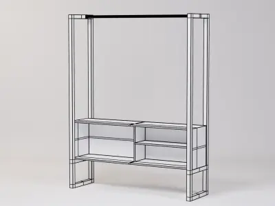 Clothes Hanger Cabinet 140x40x180 Low-poly 3D model