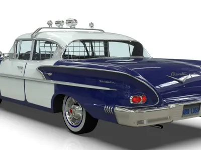 Chevrolet Belair Police 1958 Low-poly 3D model