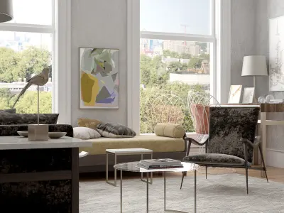 Redshift - C4D Scene files - Living Room Interior 3D model 3D model