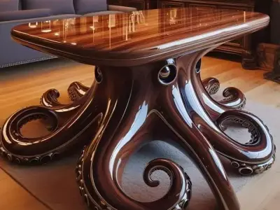 Octopus Dining Table Glossy Wooden Tentacle 3D Low-poly 3D model