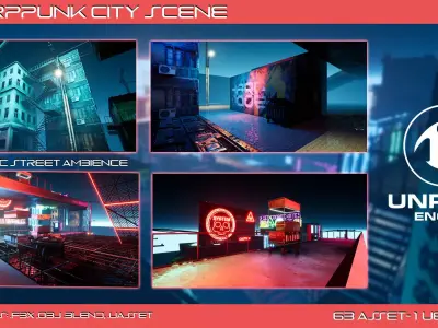 Cyberpunk City Scene 3D model