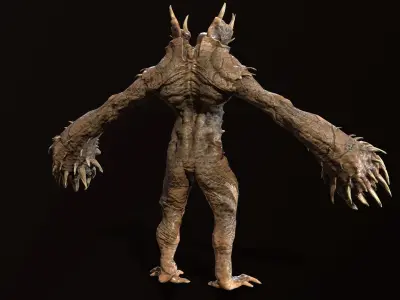 Necromutant6 creature with claws and claws Low-poly 3D model
