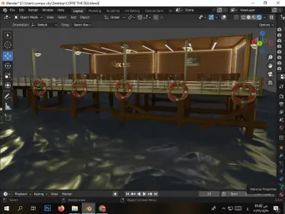 A floating cafe in the Mediterranean with a sea and inspiring  Free 3D model
