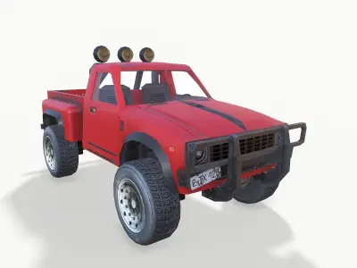 PickUp Red Low-poly 3D model