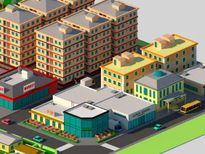 Low Poly City Model - ED Low-poly 3D model