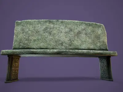Concrete Bench Low-poly 3D model