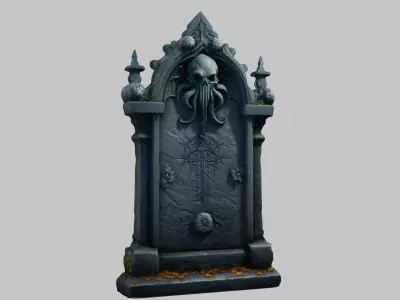 Old Gothic Gravestone with Intricate Details Low-poly 3D model