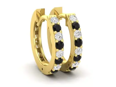 AV 595 Round Diamond Ladies Hoop Earrings 3D print model