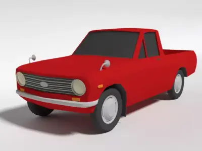 Low Poly Cartoon Datsun 1000 Pickup B20 Low-poly 3D model
