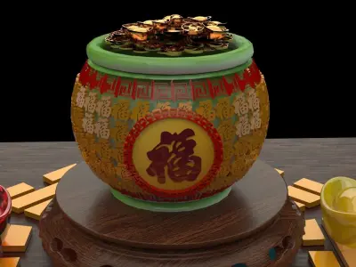 Chinese treasure pot   3D model
