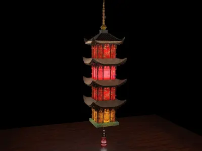 Chinese palace tower lantern  3D model