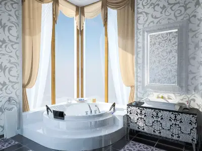 Luxury Bathroom Interior  Low-poly 3D model