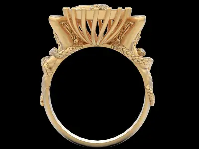 Girl snake horse ring silver gold printable jewelry 3D print model