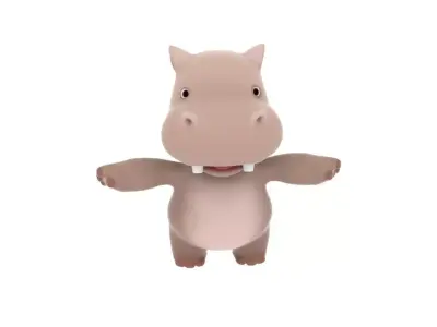 Hippo cartoon Low-poly 3D model