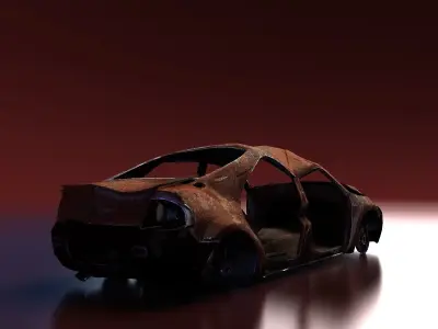 Junkyard cars collection Low-poly 3D model