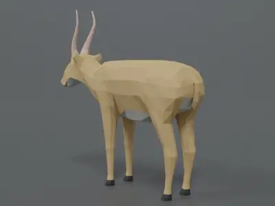 Low Poly Cartoon Saiga Antelope Low-poly 3D model