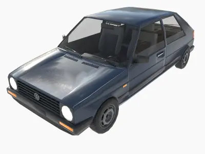 VW Volkswagen golf 2 Low-poly 3D model