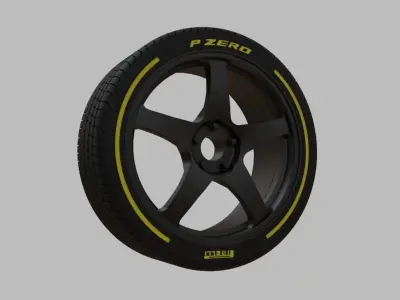 Miniature Enkei PF05 Rim and Tire - 3D Print - No Textures 3D print model