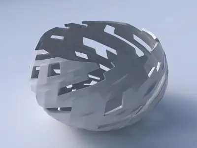 Bowl spheric twisted with cuts 3D print model