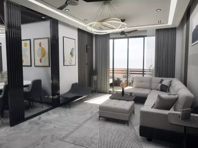 3 BHK Apartment Interior with Assets DS2 Low-poly 3D model