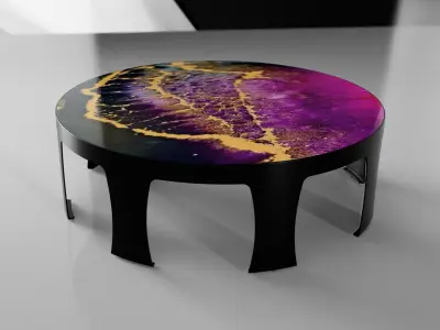 Round metal table with epoxy resin top 3D model