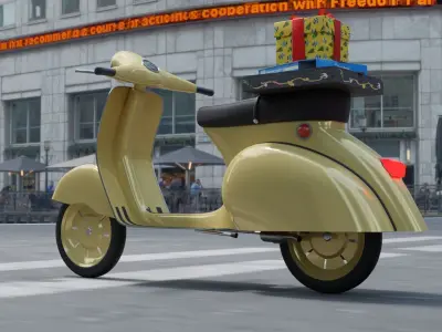 motorcycle to deliver ready-made orders for games and movies Low-poly 3D model
