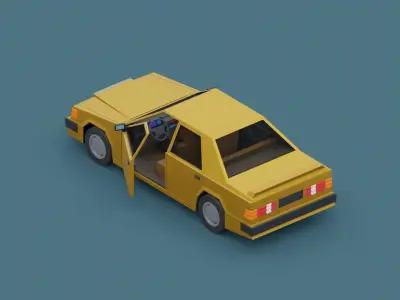 Stylized Cartoon Euro Sedan Car  Low-poly 3D model