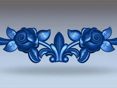 Antique floral decoration - carved wood gilt flower 3D model