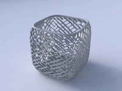 Vase quadratic stumpy with lattice tiles 3D print model
