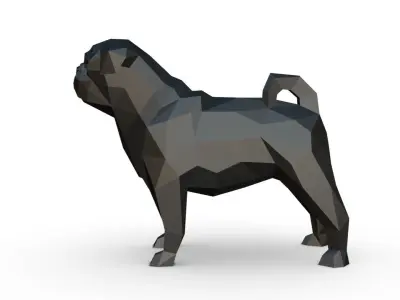pug dog low poly 3D print model