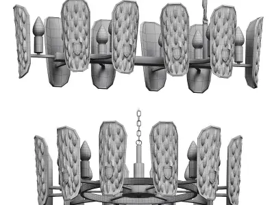 candela modern chandelier in brass and glass 3D model