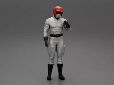 Drag Racing driver standing in a gas mask 3D print model