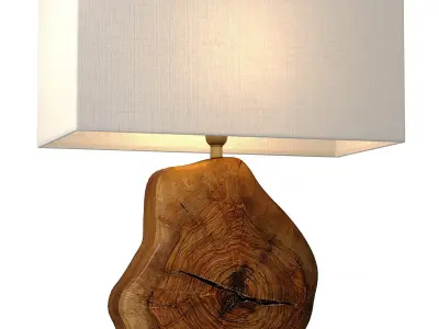 Aged Weathered Rustic Wood slab Nightstand bedside Table Lamp 3D model
