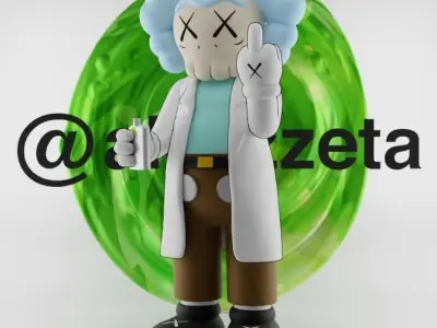 Kaws Rick Sanchez x Morty Smith Middle Finger Textured Low-poly 3D model