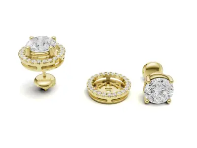 Detachable Diamond Stud Earrings 3D print model