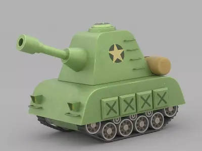 Cartoon tank 1 Low-poly 3D model