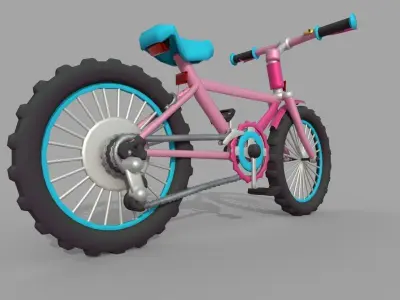 Bicycle Pink Low-poly 3D model