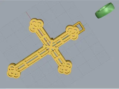 cross onyx and diamond pendant 3D print model