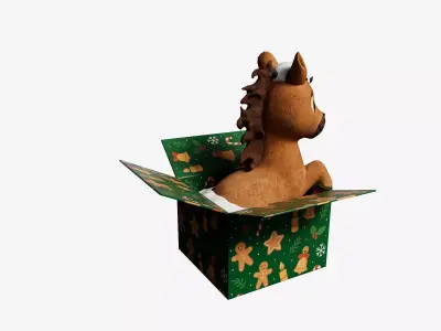 Baby Horse in the box 3D Printable and low-poly Low-poly 3D model