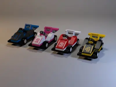 Lego race cars Low-poly 3D model