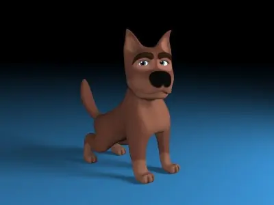 Cartoon rigged  brown dog Low-poly 3D model