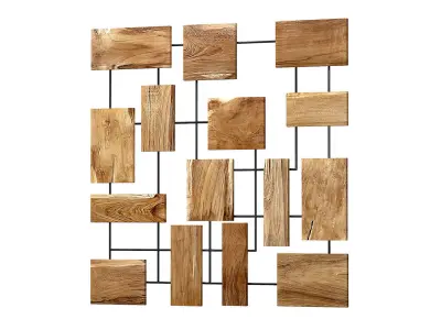 Decorative wall panel with wooden elements 3D model